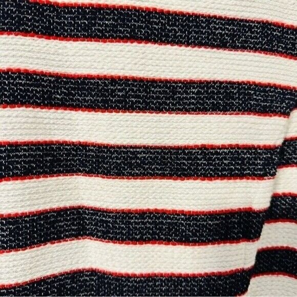 Banana Republic STRIPE SHEATH DRESS Color: White/Navy/Red Tweed Stripe Size 0 - Picture 9 of 14
